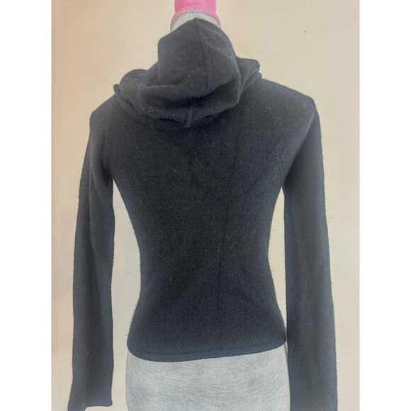 Express Hooded Zip Up Cardigan Sweater 100% Cashmere Black Small - Picture 3 of 6